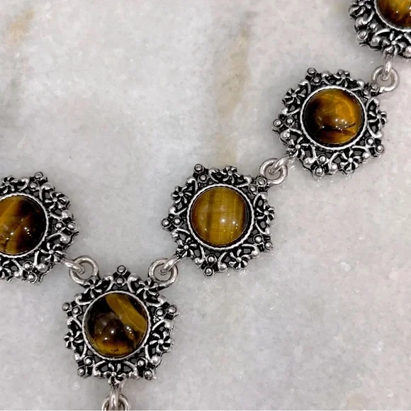 Tiger’s Eye Silver Drop 22-24” Necklace